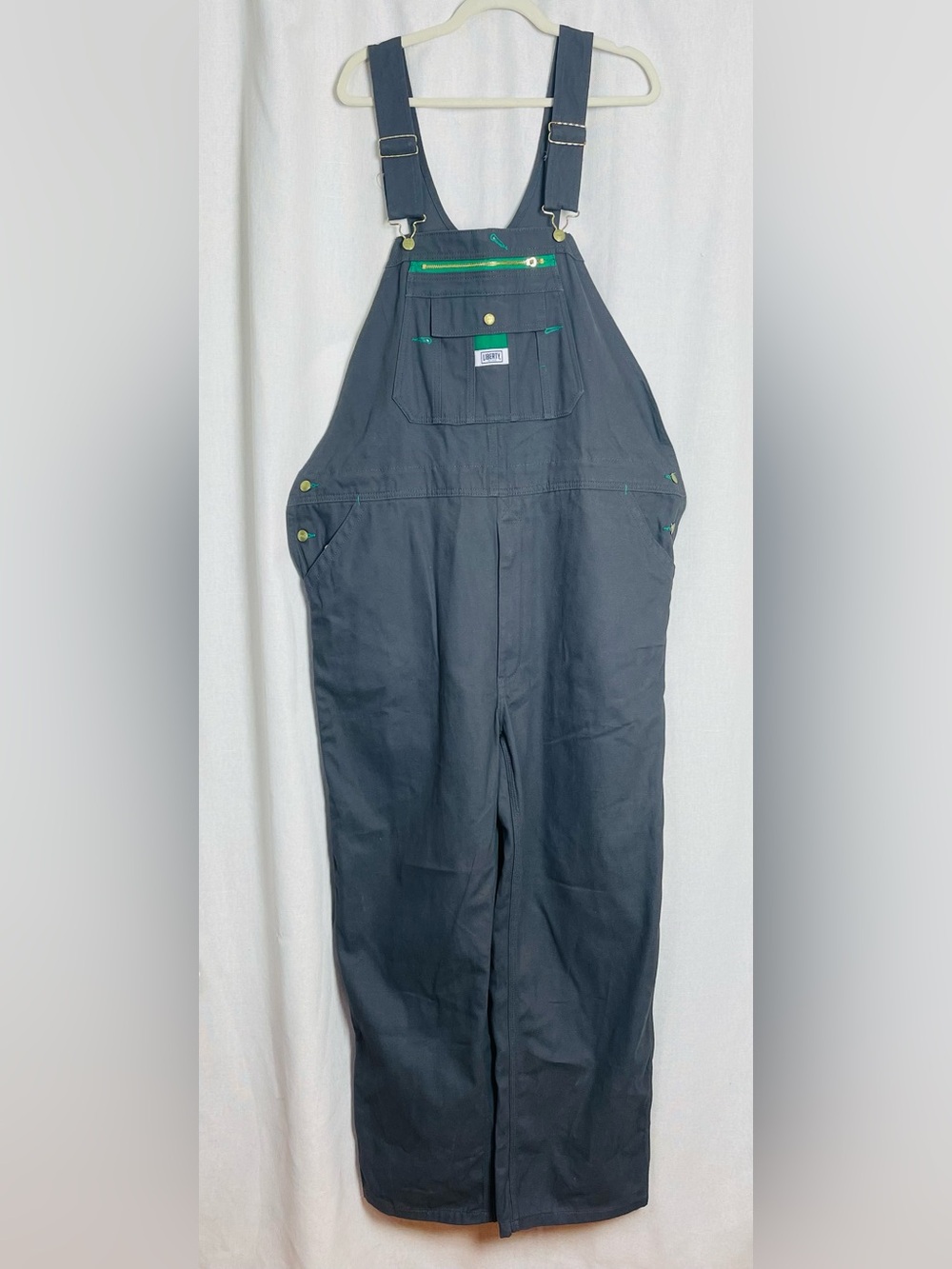 Liberty Bib Overalls Mens 44x31 Gray Canvas Relaxed Fit Work Utility Pockets NWT